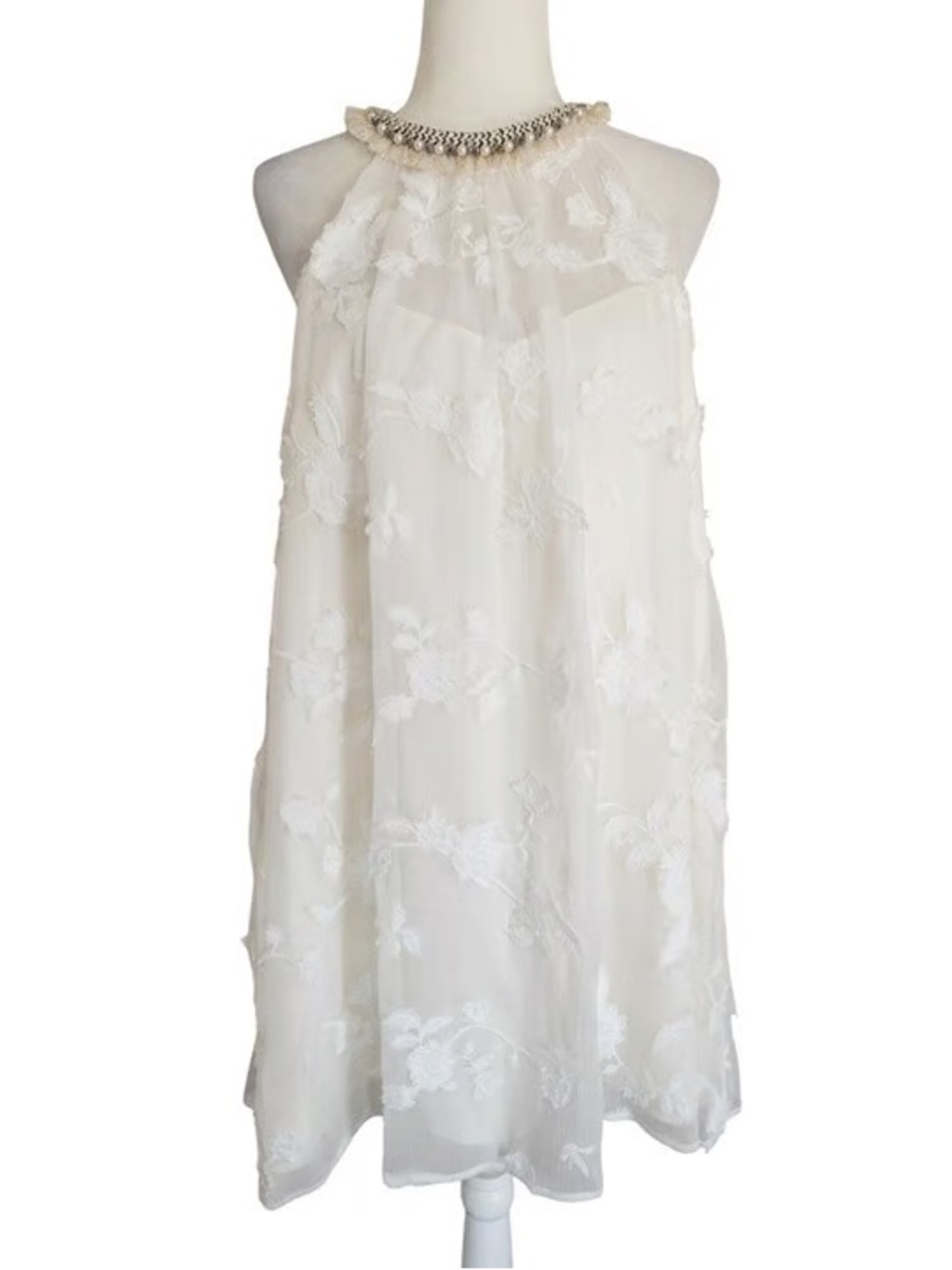 Badgley Mischka Embroidered Halter Dress sz 8